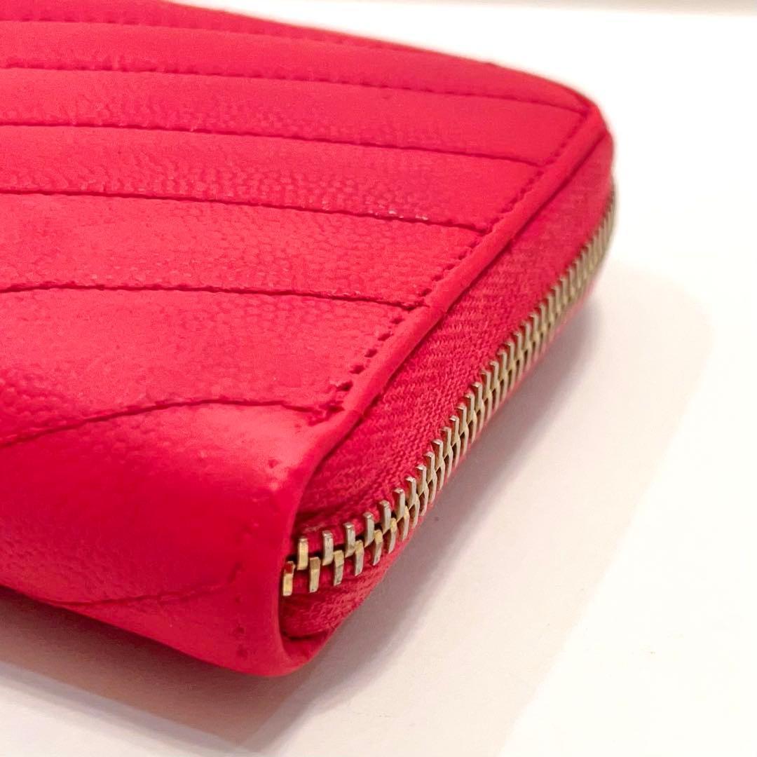 サンローラン 長財布 カサンドラ ラウンドファスナー キャビアスキン ピンク