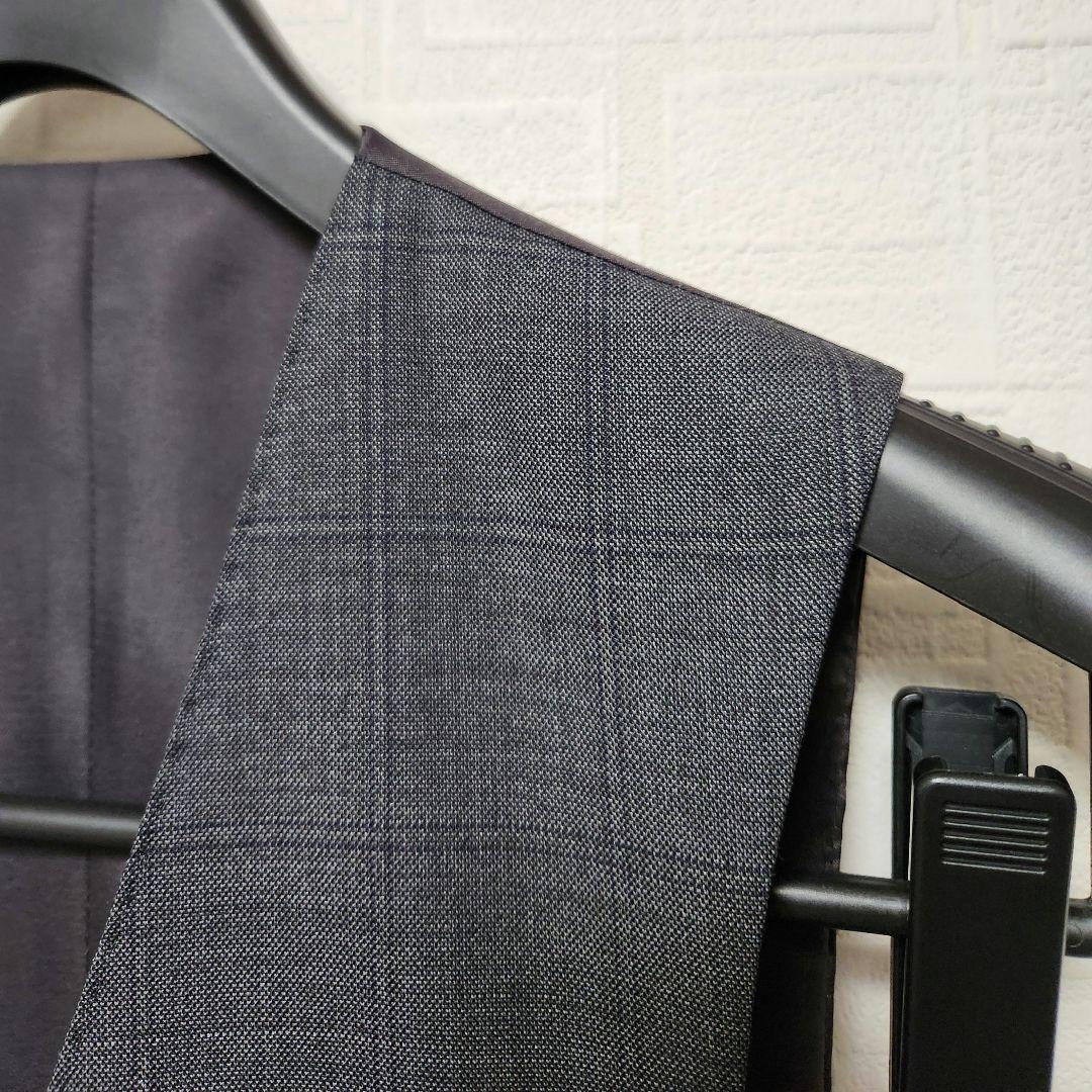 オリヒカ　メンズ　スーツ　スリーピース　グレー　チェック　ストレッチ　標準体型