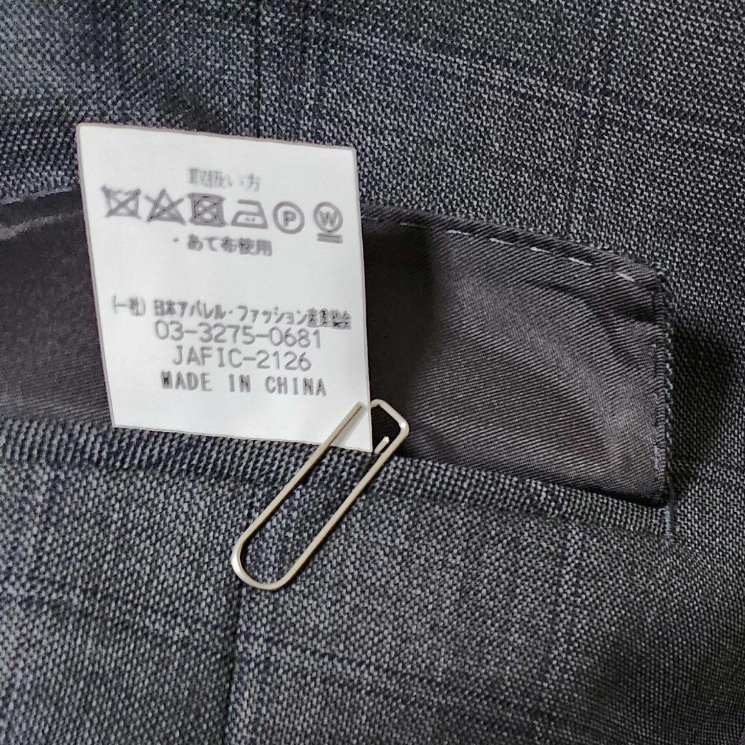 オリヒカ　メンズ　スーツ　スリーピース　グレー　チェック　ストレッチ　標準体型