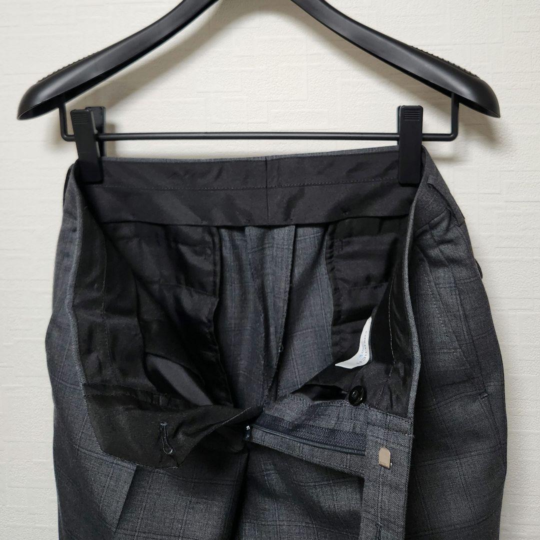 オリヒカ　メンズ　スーツ　スリーピース　グレー　チェック　ストレッチ　標準体型