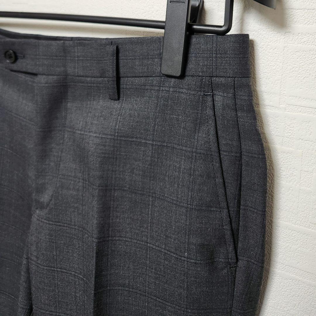 オリヒカ　メンズ　スーツ　スリーピース　グレー　チェック　ストレッチ　標準体型