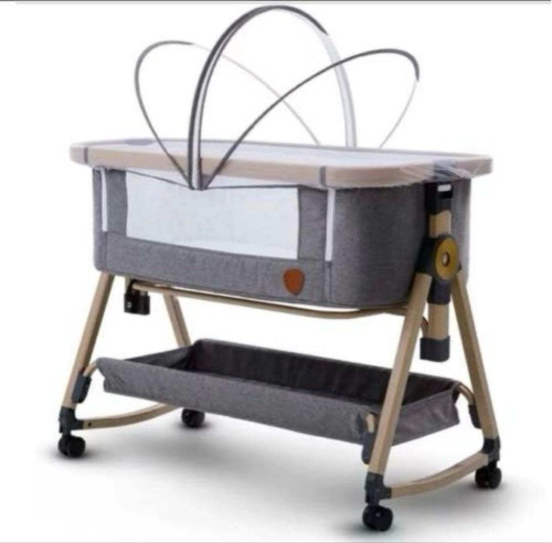 hzdmj ベビーベッド 持ち運びも出来るベビーベッド　高さ調整可能