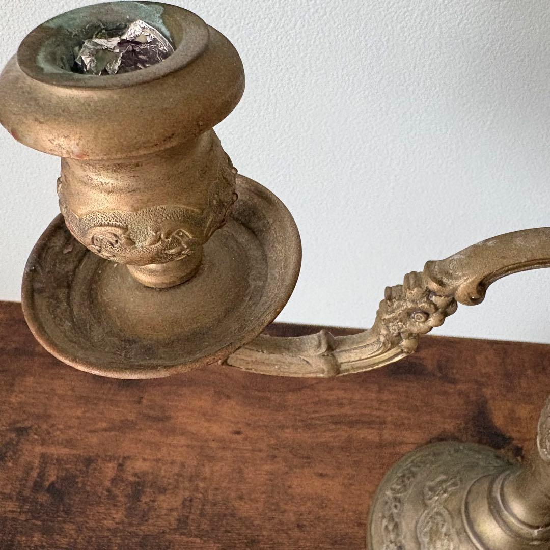 【アンティーク】真鍮製 3灯式 キャンドルスタンド / 燭台 店舗什器