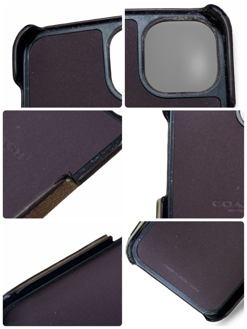 【良品】コーチ　iPhone13 スマホカバー　シグネチャー　ブラウン　男女兼用