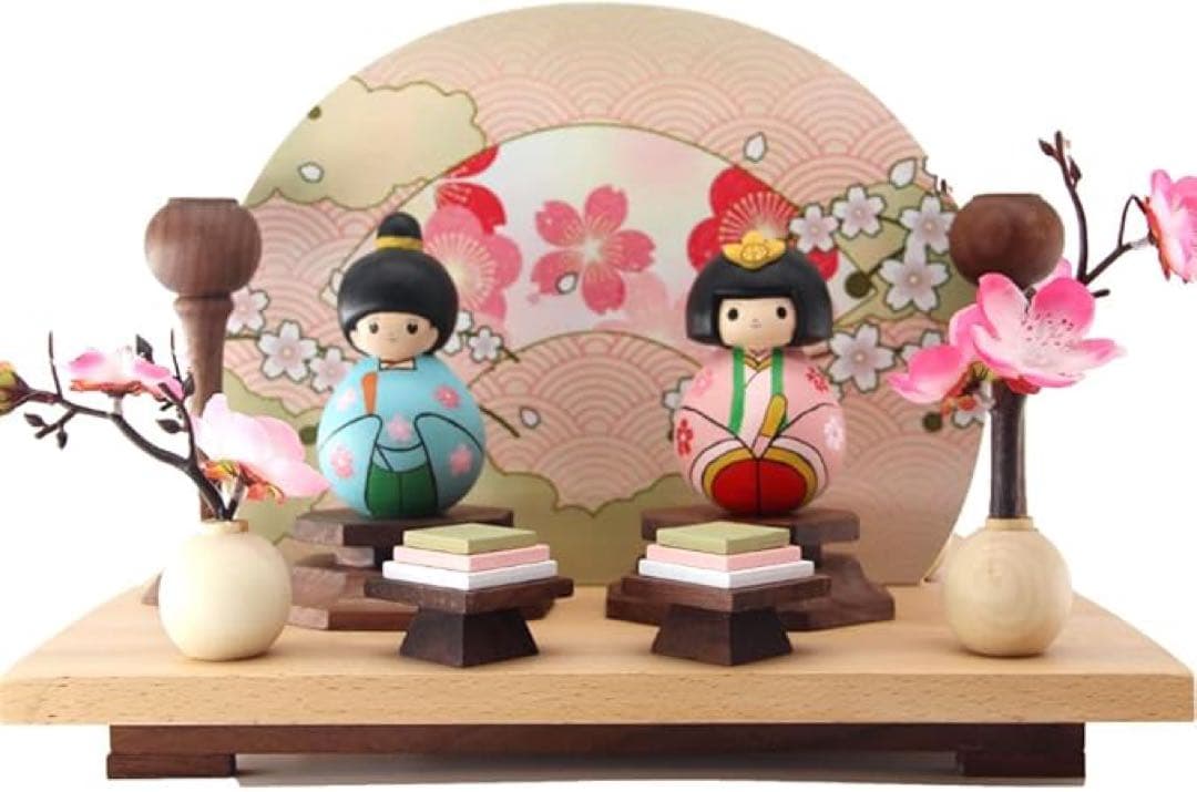 ✨可愛い✨ 雛人形 ひな人形 木製 お雛様 桃の節句 初節句 コンパクト 雛祭り