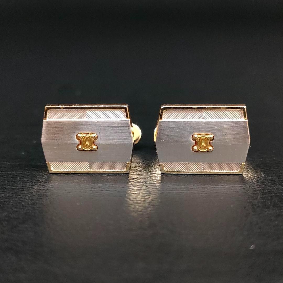 【美品】Celineセリーヌ　カフスタイピンセット　シルバー　ゴールド　マカダム