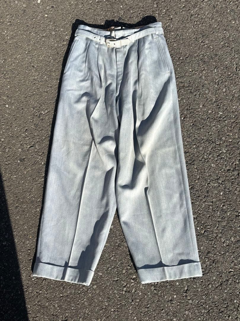 50s ウールギャバジン スラックス ベルト付き レーヨン レーヨンギャバ ロカ