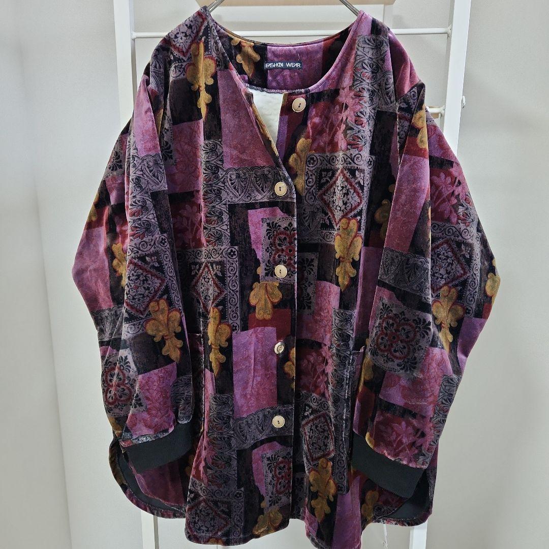 総柄着物ジャケット黒紫フェノメノンHUFメゾンスペシャルneonsign