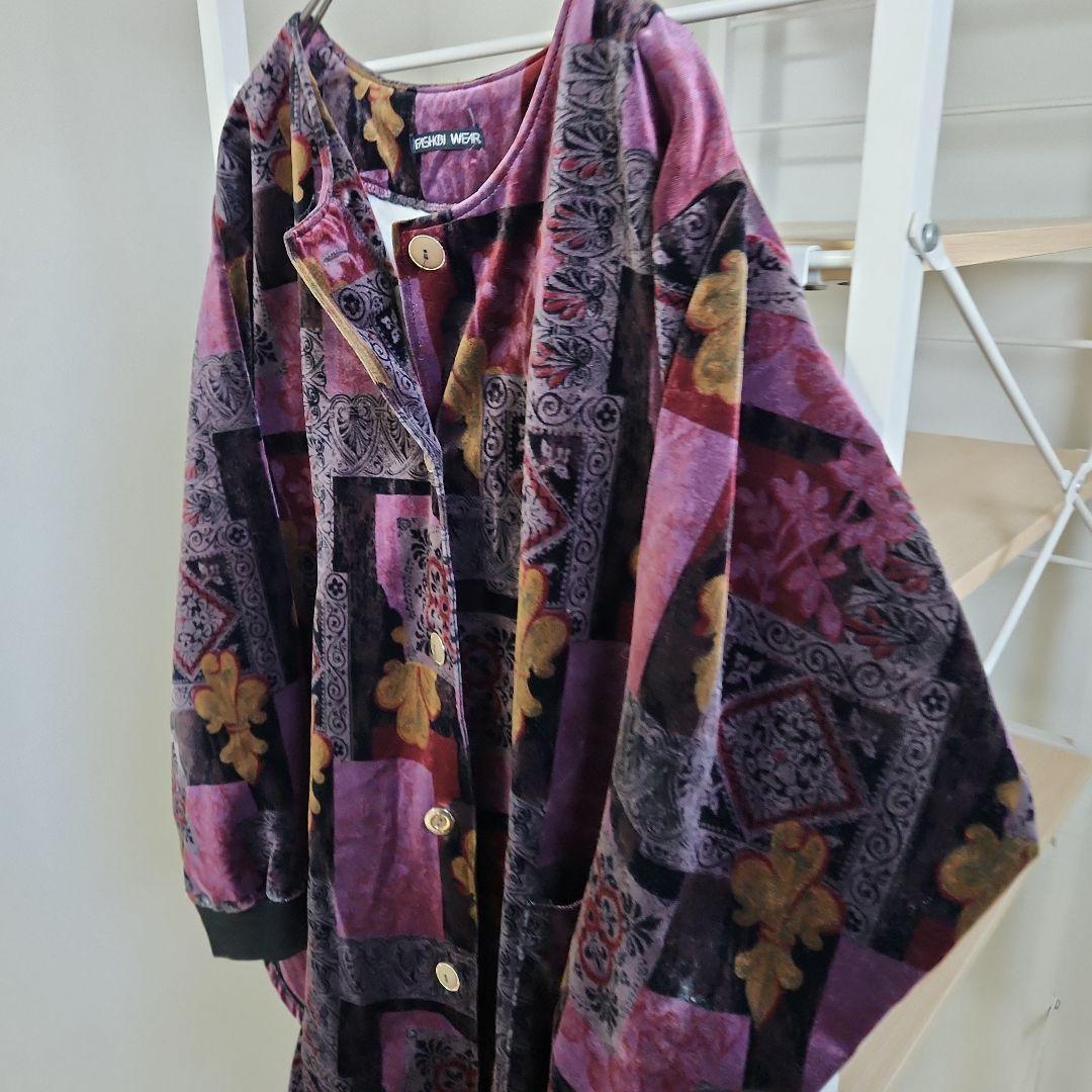 総柄着物ジャケット黒紫フェノメノンHUFメゾンスペシャルneonsign