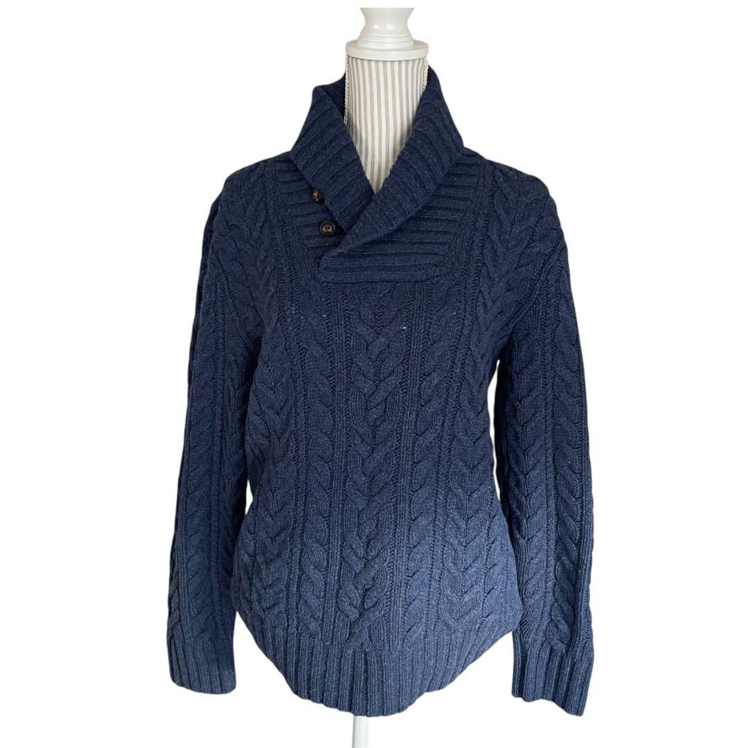 希少/超美品　ポロラルフローレン　M アンゴラ　ケーブルニット　ショール　ヘチマ