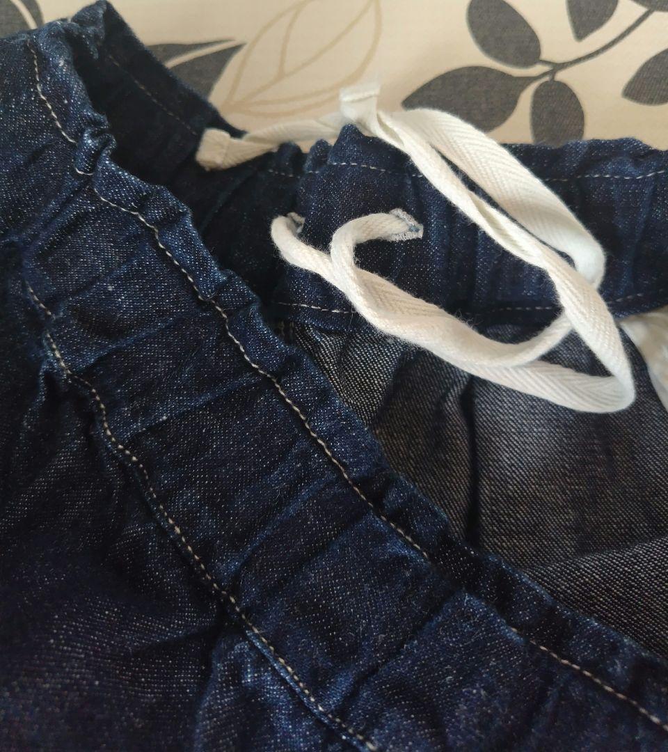 tumugu: ツムグ 綿麻混デニム８分丈パンツ ゆったりシルエット