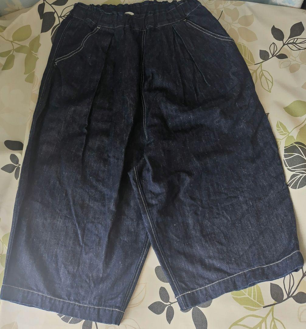 tumugu: ツムグ 綿麻混デニム８分丈パンツ ゆったりシルエット