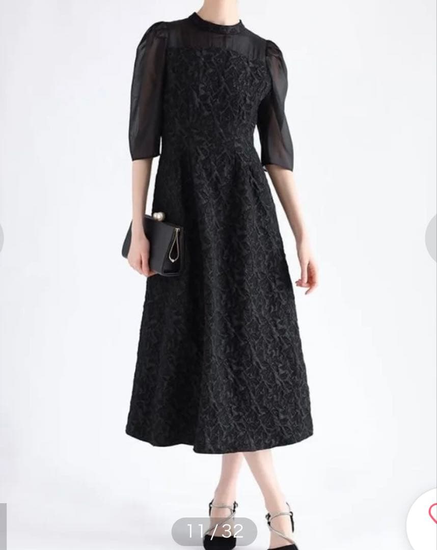 Rire Fete（リルフェテ）ふくれジャガードバックリボンドレス ヤマダヤ