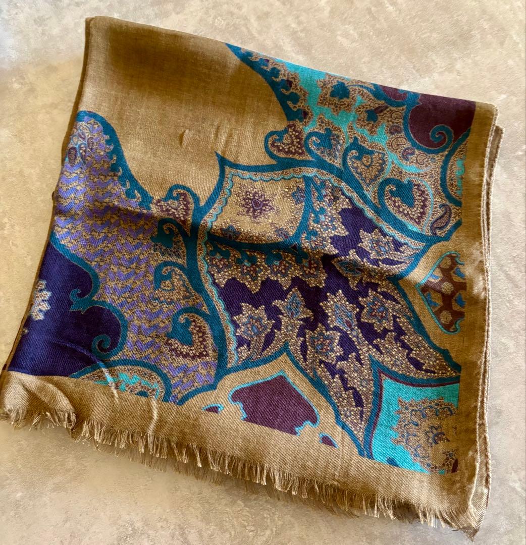 【美品】エトロ ETRO ペイズリー柄 カシミヤ混 大判ストール