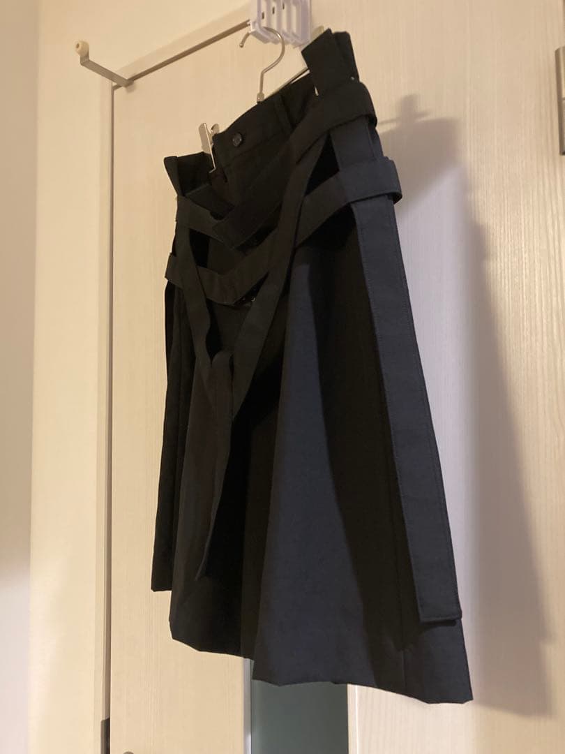 コムデギャルソン/ウールハーネス付きワイドショートパンツ/黒/Sサイズ