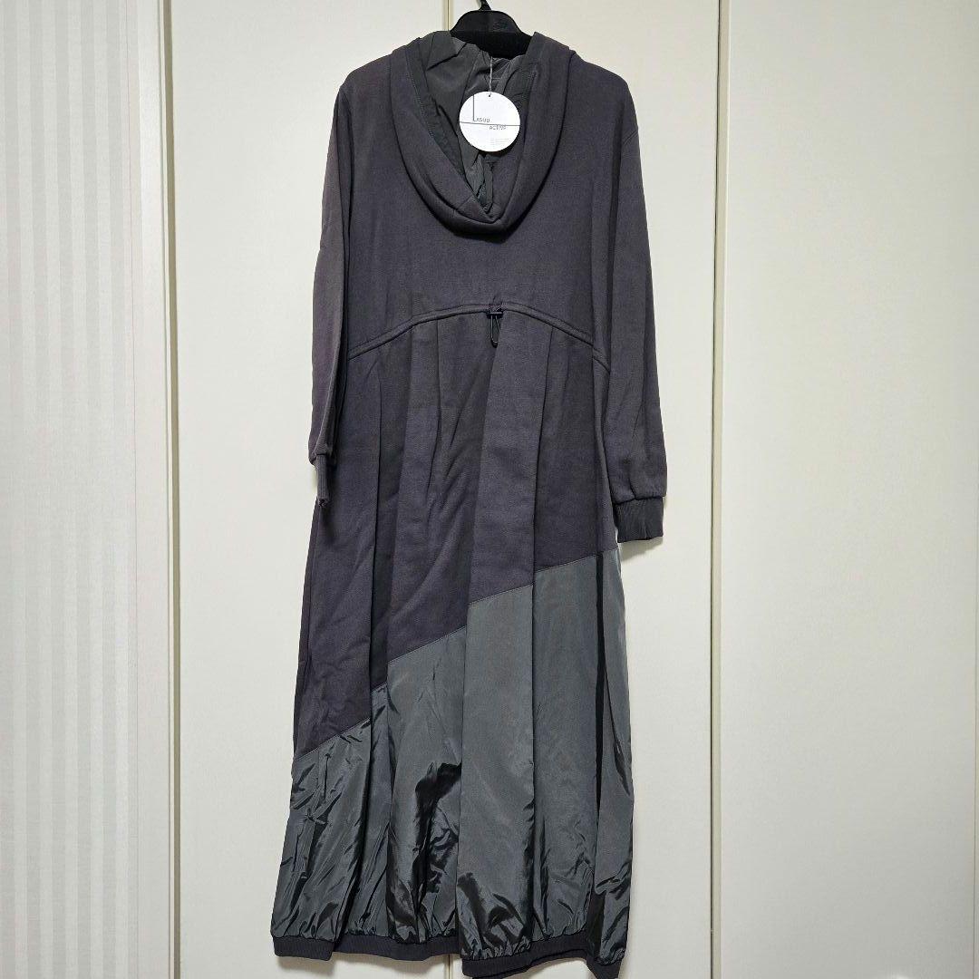 ヤマダヤ LASUD バルーンシルエット異素材ワンピース チャコールグレー