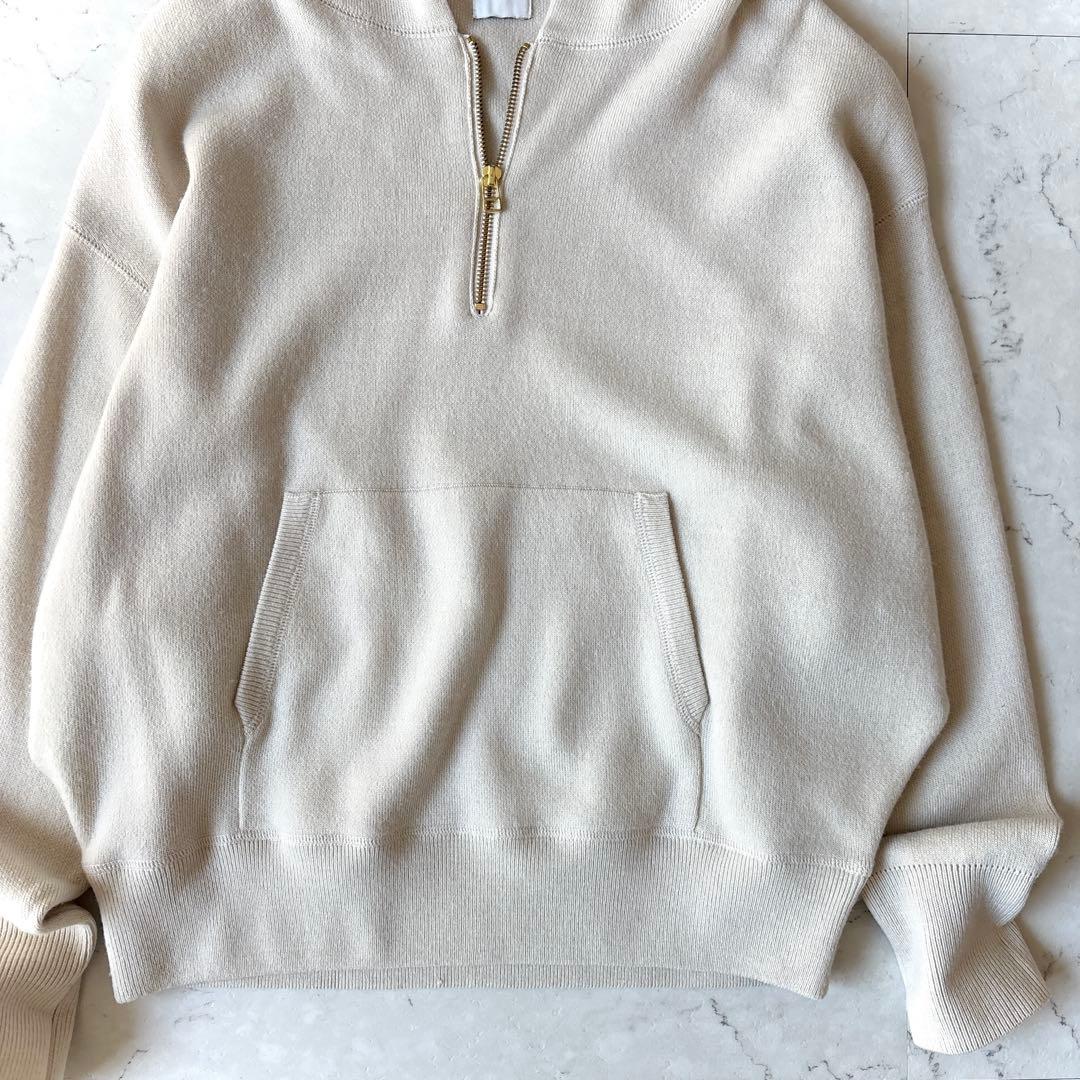 美品 スピックアンドスパン ウール ハーフジップ ニット パーカー 洗える F