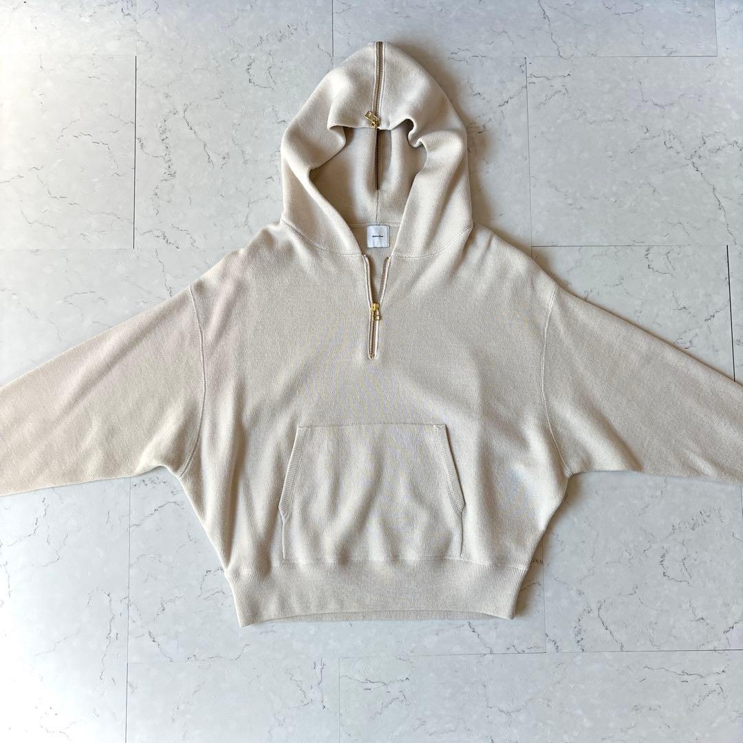 美品 スピックアンドスパン ウール ハーフジップ ニット パーカー 洗える F
