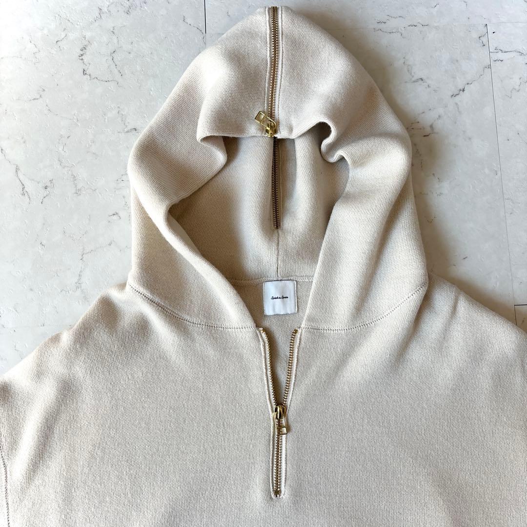 美品 スピックアンドスパン ウール ハーフジップ ニット パーカー 洗える F