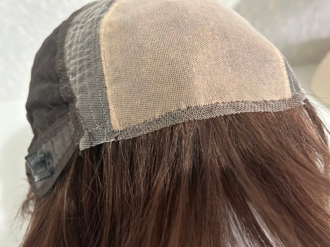 人毛100%ウィッグ ブラウン ボブスタイル　前髪あり