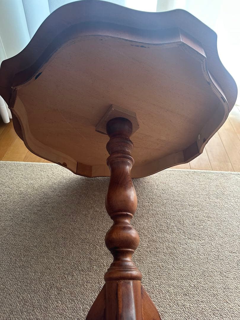 【送料込】コーヒーテーブル サイドテーブル 象嵌 アンティーク 猫脚