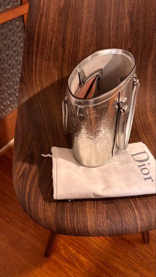 Dior シルバー レザー バッグ 保存袋付き