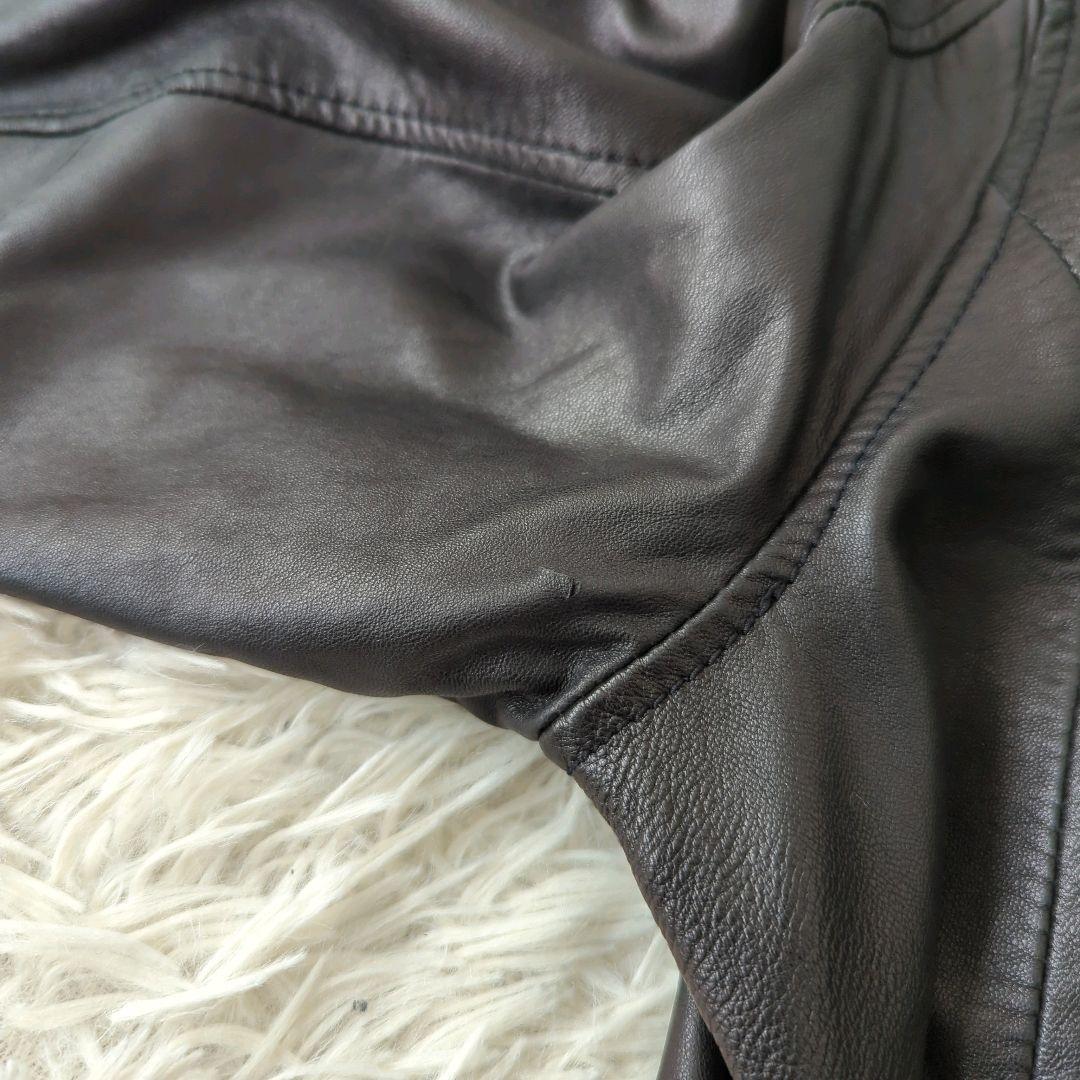 良品 エディーバウアー カバーオール ラムレザー シャツジャケット 黒 L