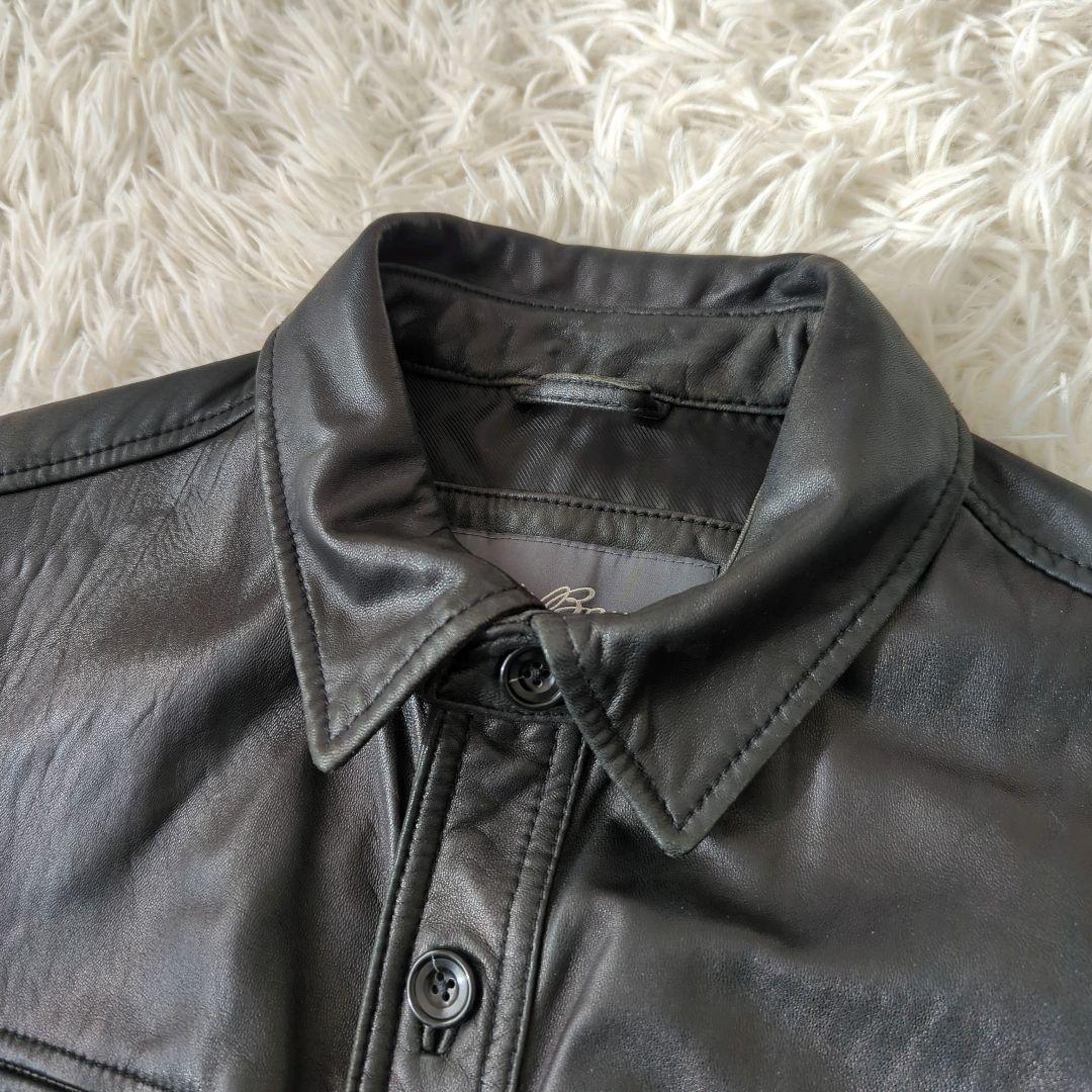 良品 エディーバウアー カバーオール ラムレザー シャツジャケット 黒 L