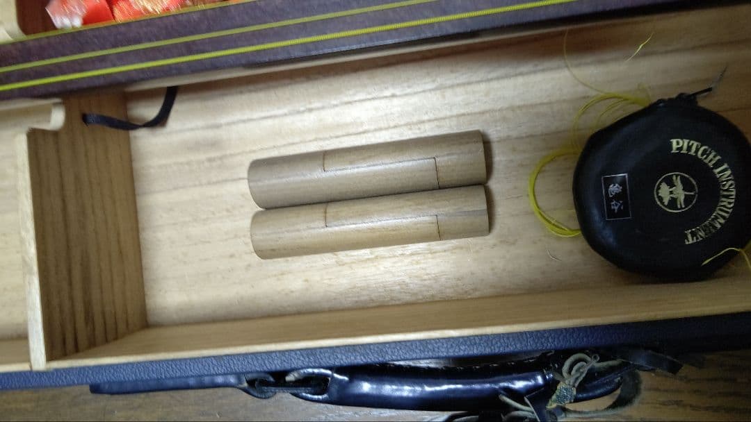 値下げ三味線ケース付き　皮破れあり、ジャンク扱い　検　紅木　和楽器　清元　長唄