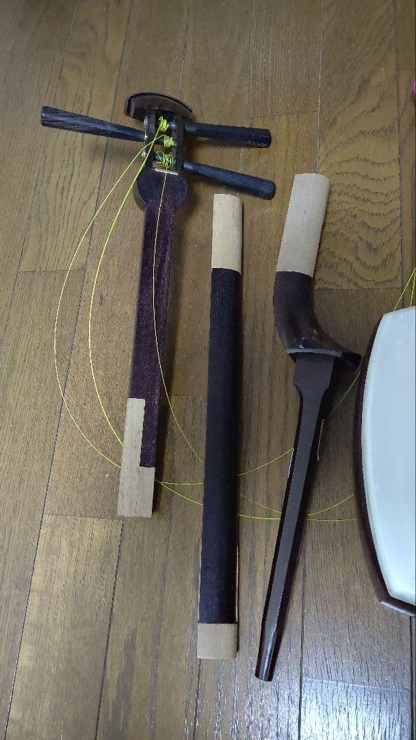 値下げ三味線ケース付き　皮破れあり、ジャンク扱い　検　紅木　和楽器　清元　長唄