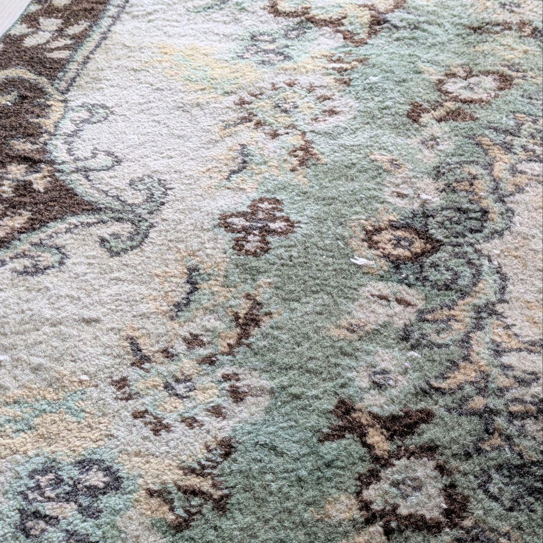 116×219 メダリオングリーン　トルコヴィンテージラグ