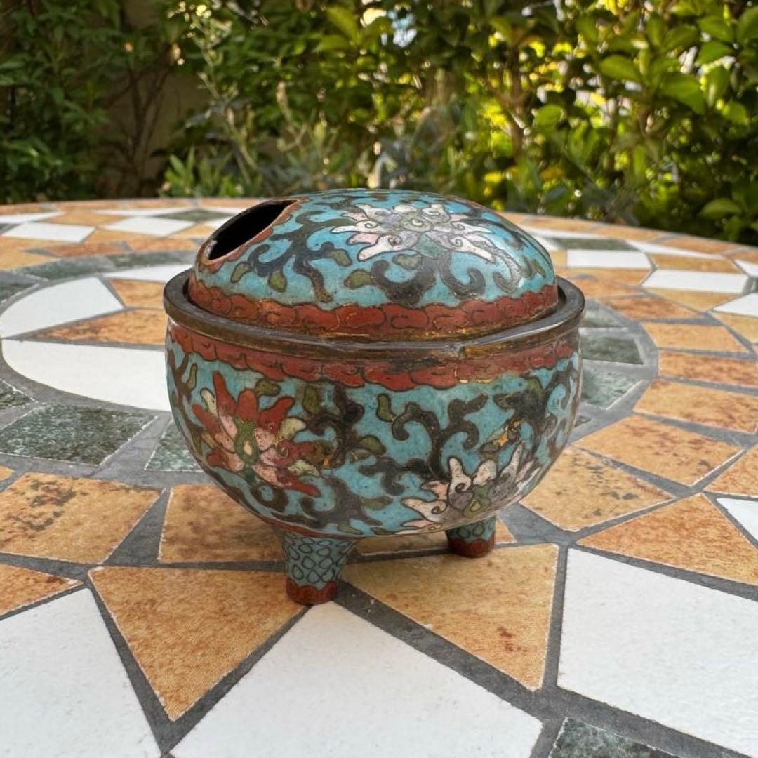 中国美術　景泰藍　七宝　香炉　唐物　骨董　共箱