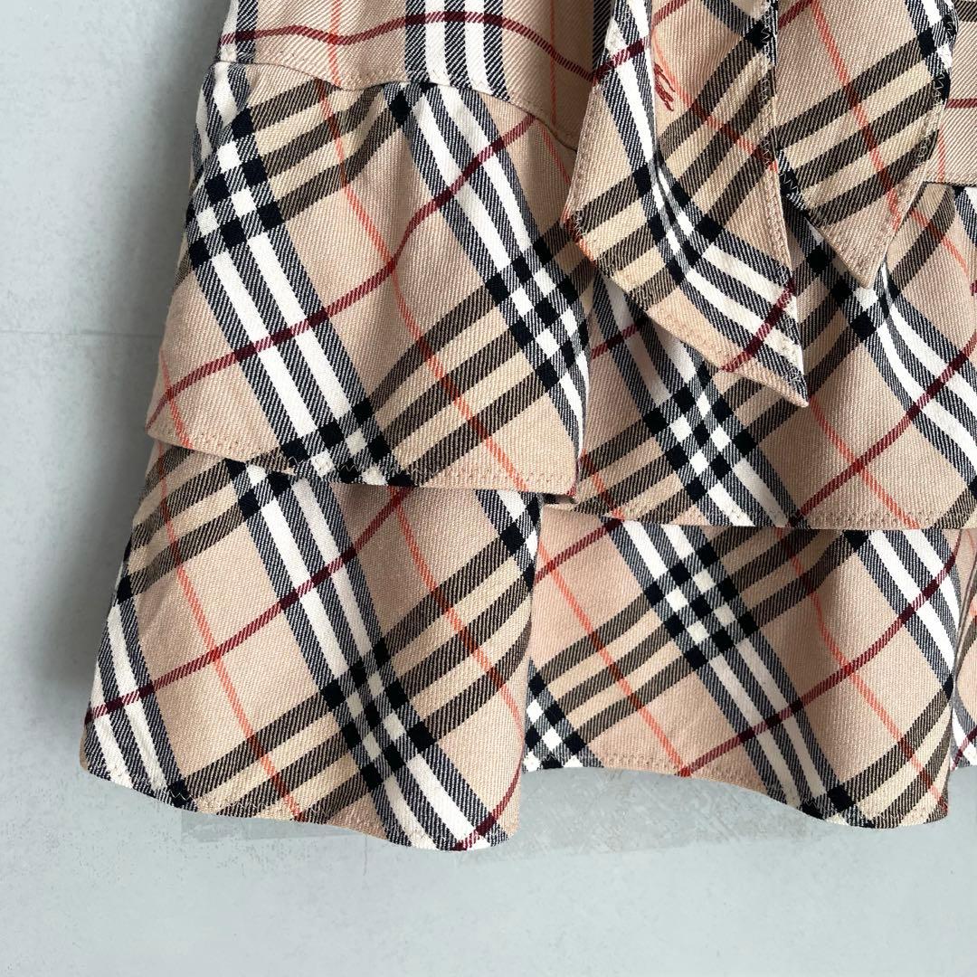 【美品】バーバリーブルーレーベル　フリルミニスカート　リボン　ノバチェック