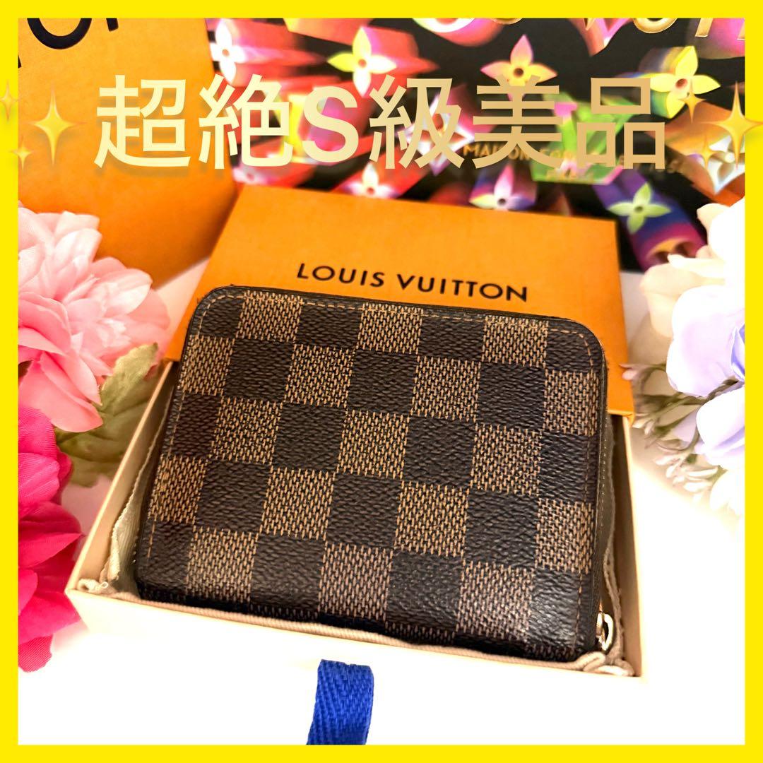 ルイヴィトン　パース　ラウンドファスナー　ダミエ　ブラウン　小銭入れ　茶色