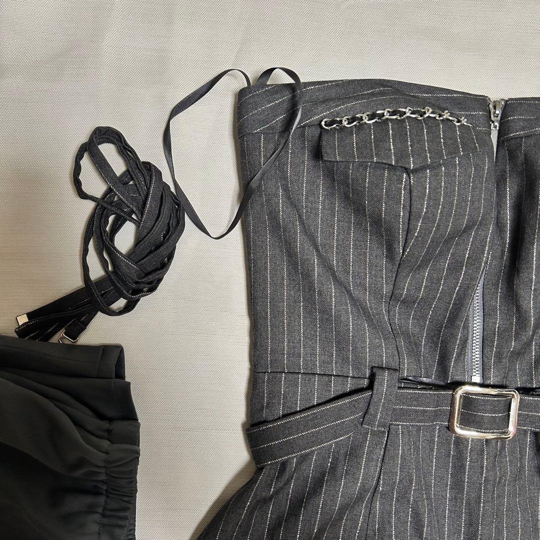 robe de fleurs ストライプタイトフィットミニドレス