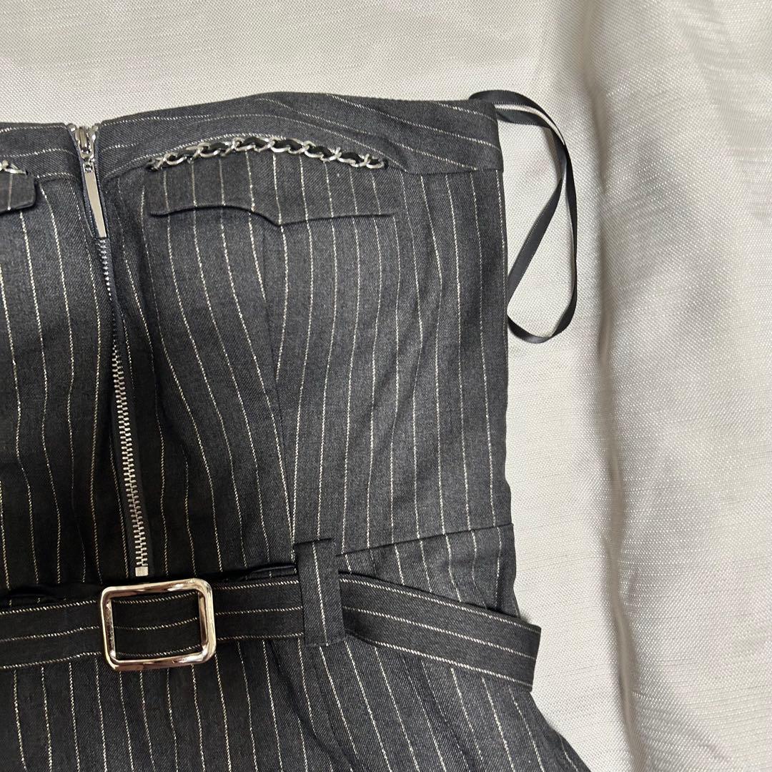 robe de fleurs ストライプタイトフィットミニドレス