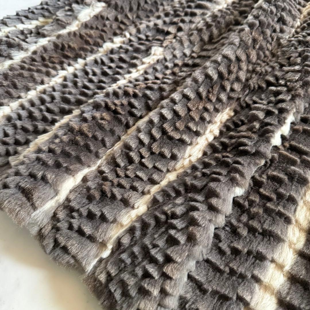 希少デザイン/着丈86 エンバ リスシェアード ファーコート フレア 毛皮 軽量