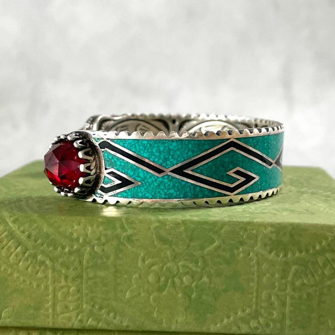 未使用・箱付き　グッチ　キャットヘッド　バングル　シルバーリング 925 石付き