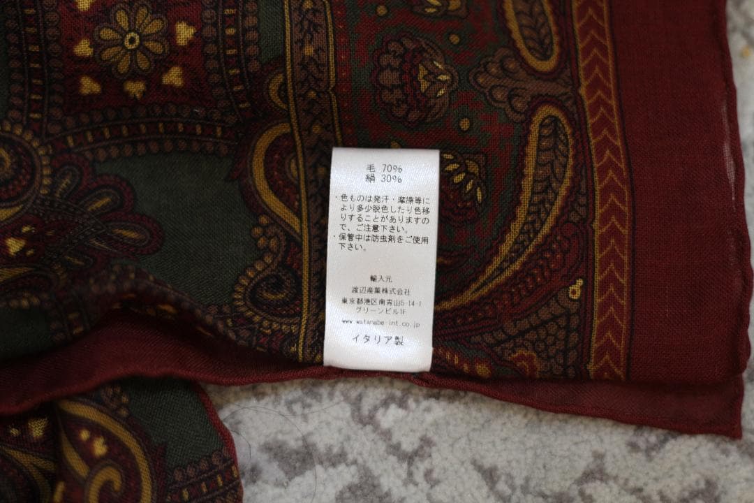 【美品/イタリア製】Drake's ウール シルク 大判 スカーフ ペイズリー