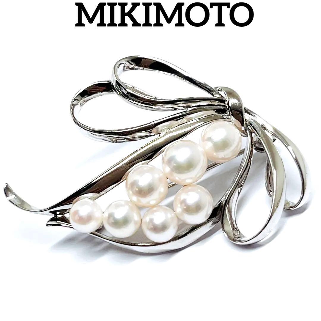 極美品✨MIKIMOTO ミキモト パール　ブローチ　　リボン　フラワー