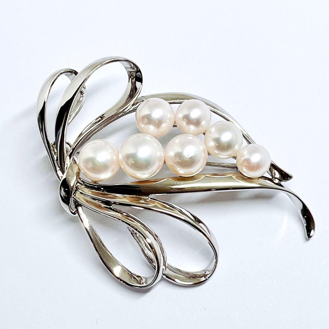 極美品✨MIKIMOTO ミキモト パール　ブローチ　　リボン　フラワー