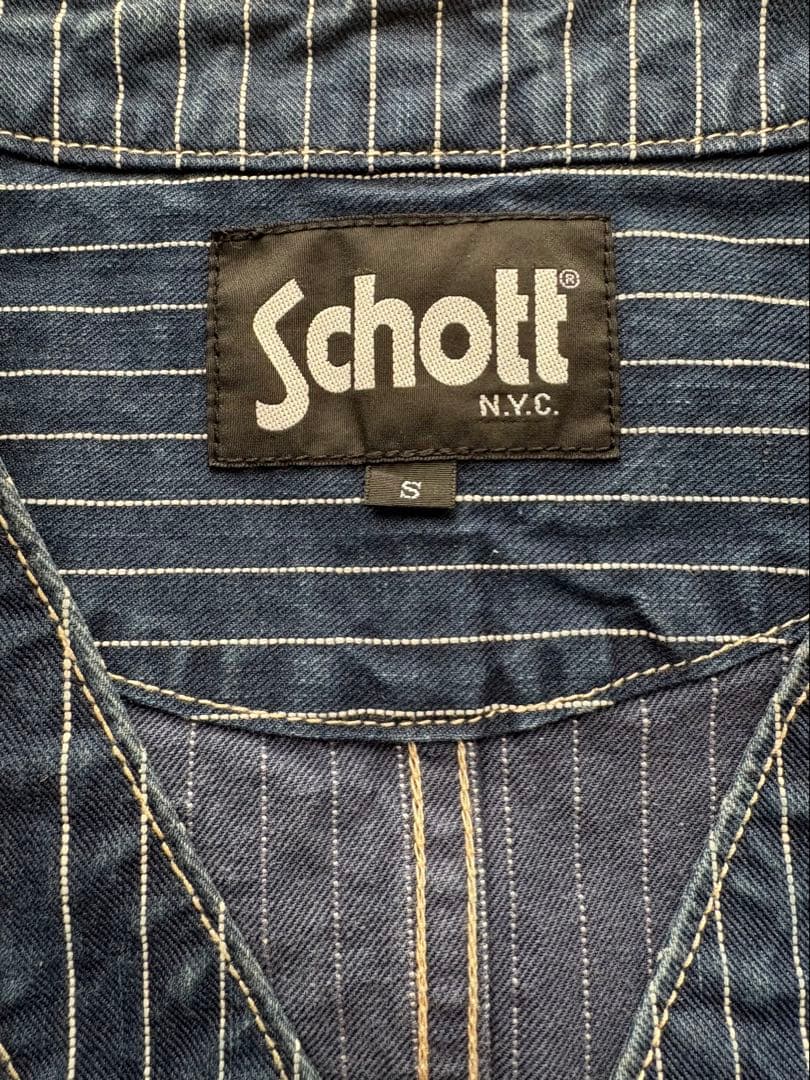 Schott ヒッコリーデニムベスト S