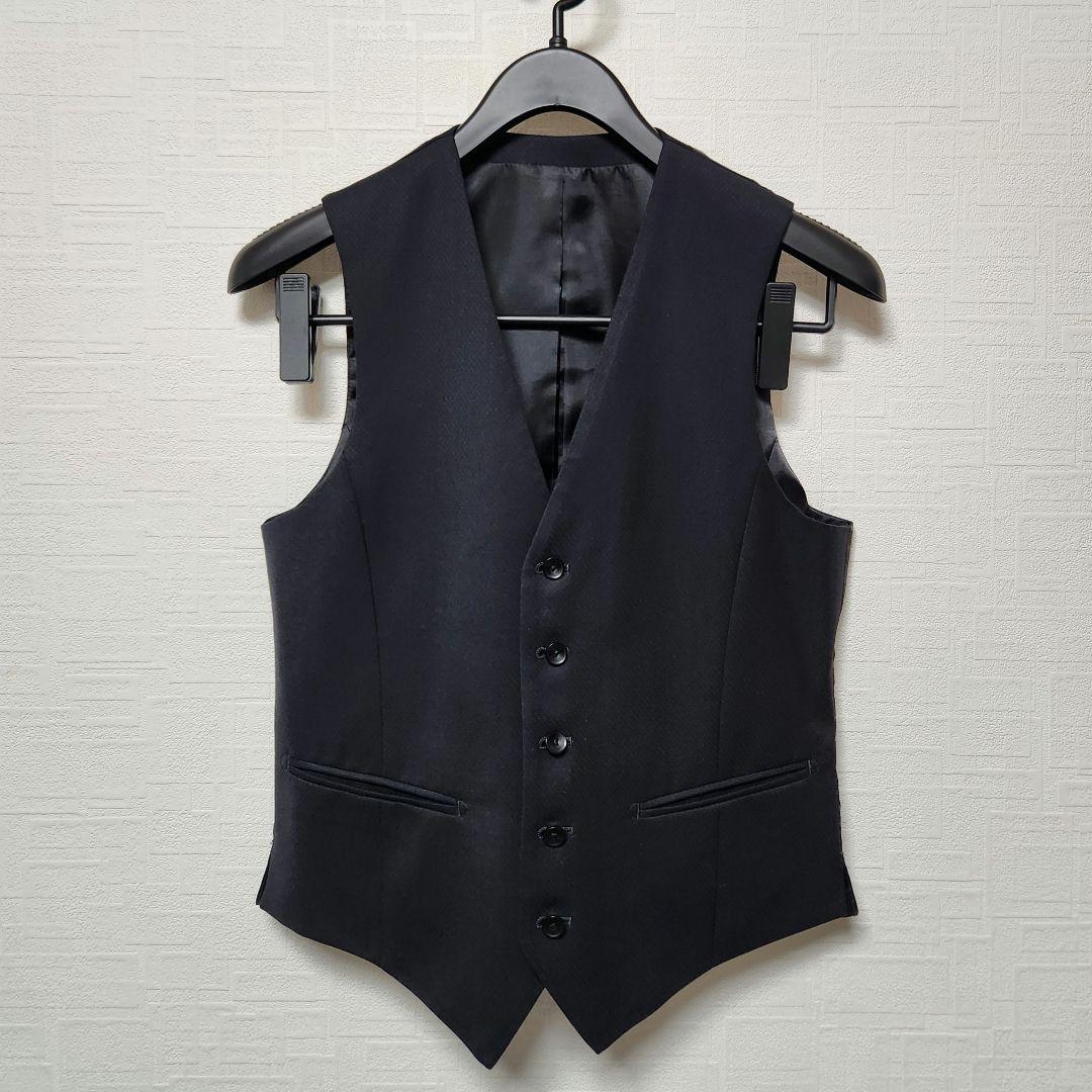 テットオム　メンズ　スーツ　スリーピース　紺　シャドーチェック　ストレッチ　細身