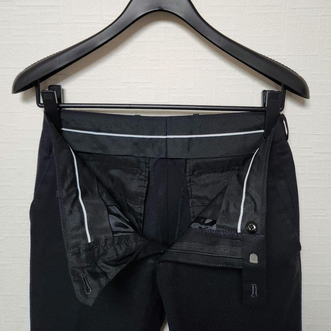 テットオム　メンズ　スーツ　スリーピース　紺　シャドーチェック　ストレッチ　細身