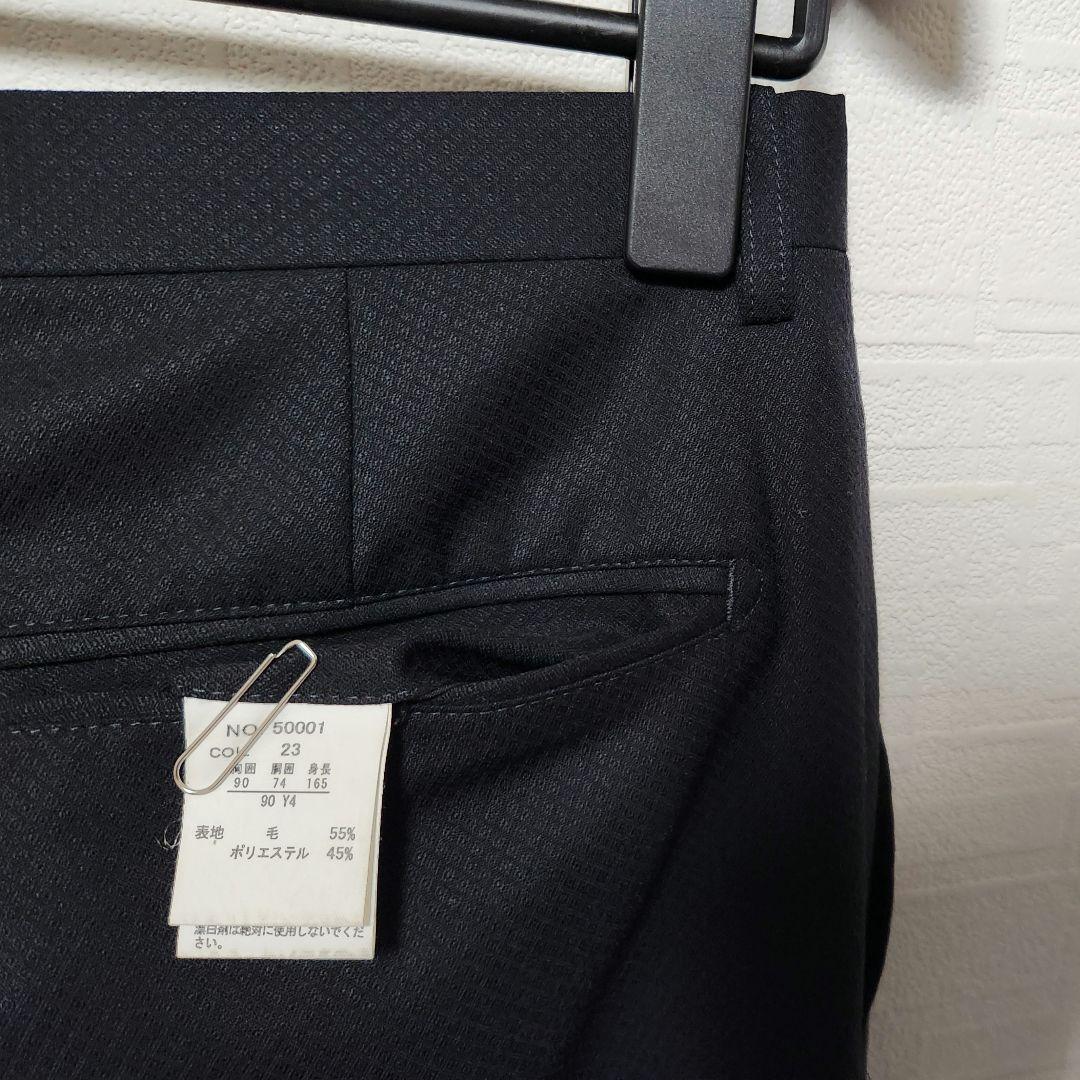 テットオム　メンズ　スーツ　スリーピース　紺　シャドーチェック　ストレッチ　細身