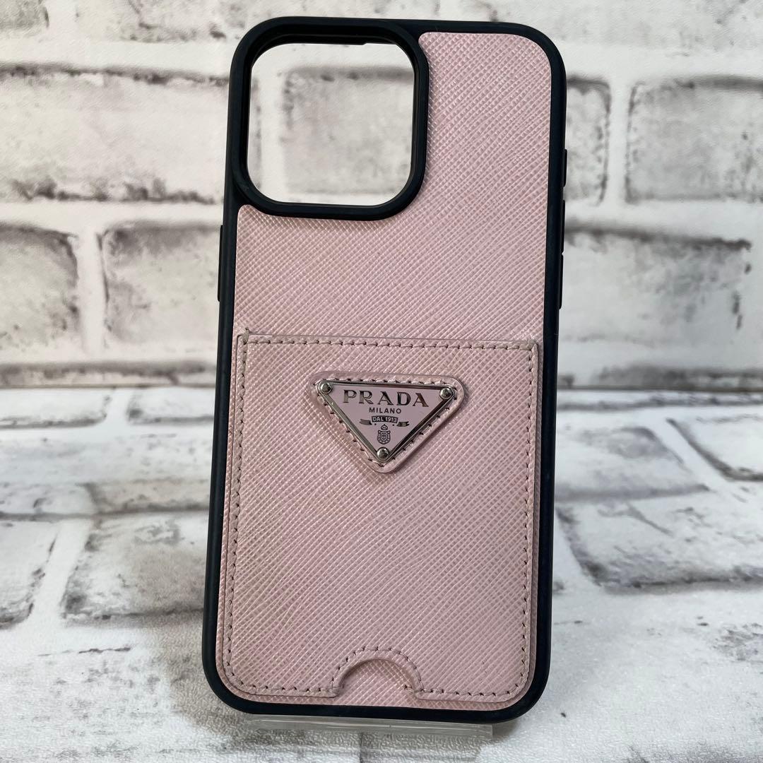 極美品✨プラダ　iPhone15ProMax用ケース　三角ロゴ　ピンク