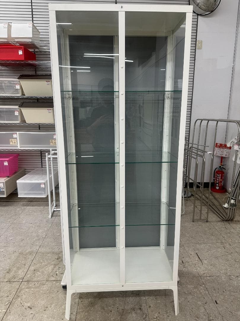 IKEA 飾り棚 ガラスケース 鍵付き ホワイト