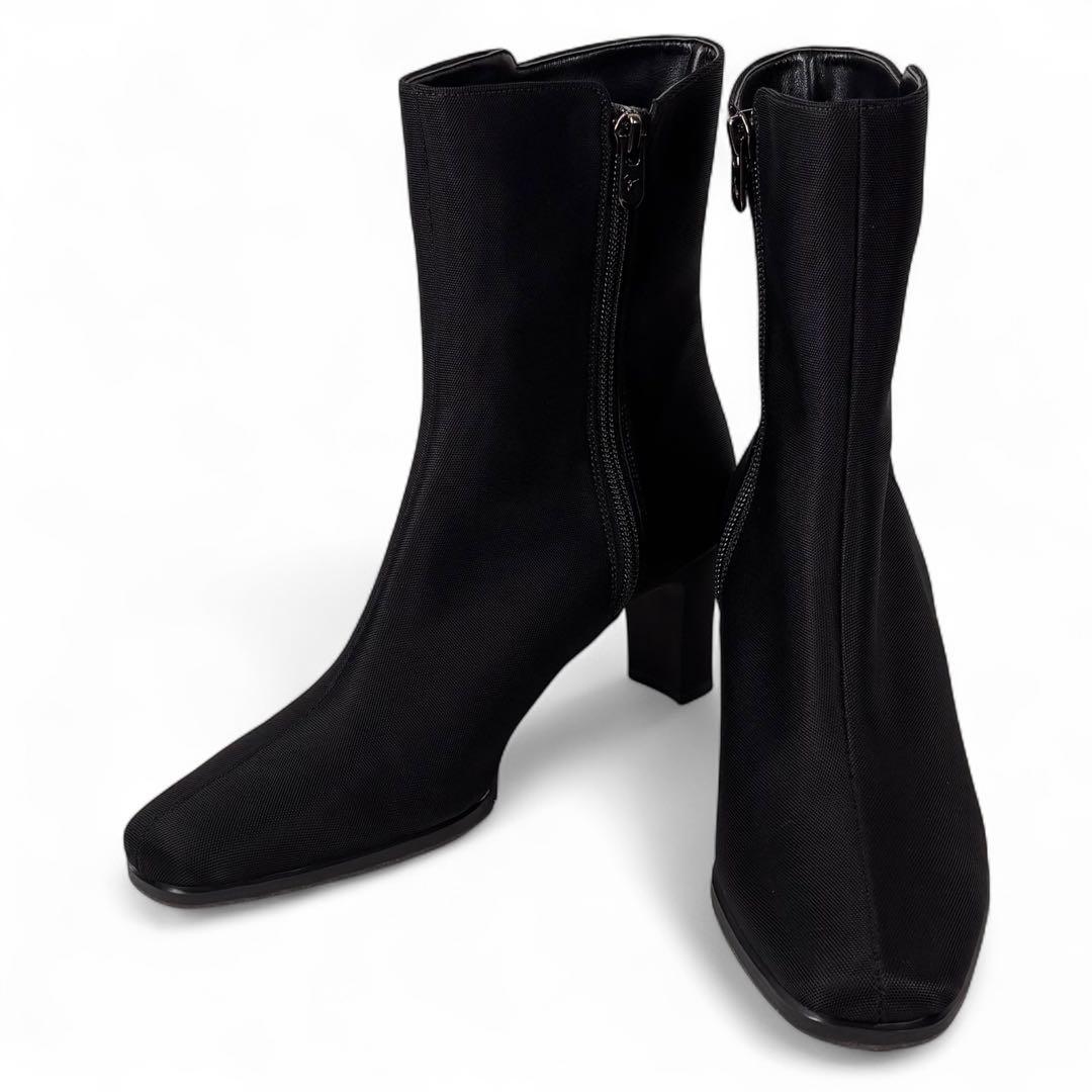 ほぼ新品 銀座カネマツ 23 ゴアテックス サイドジップ レインブーツ ブラック