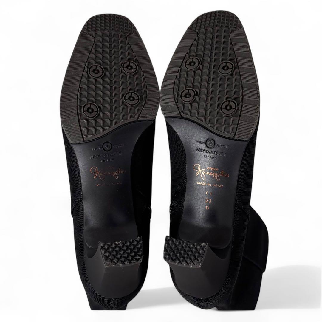 ほぼ新品 銀座カネマツ 23 ゴアテックス サイドジップ レインブーツ ブラック