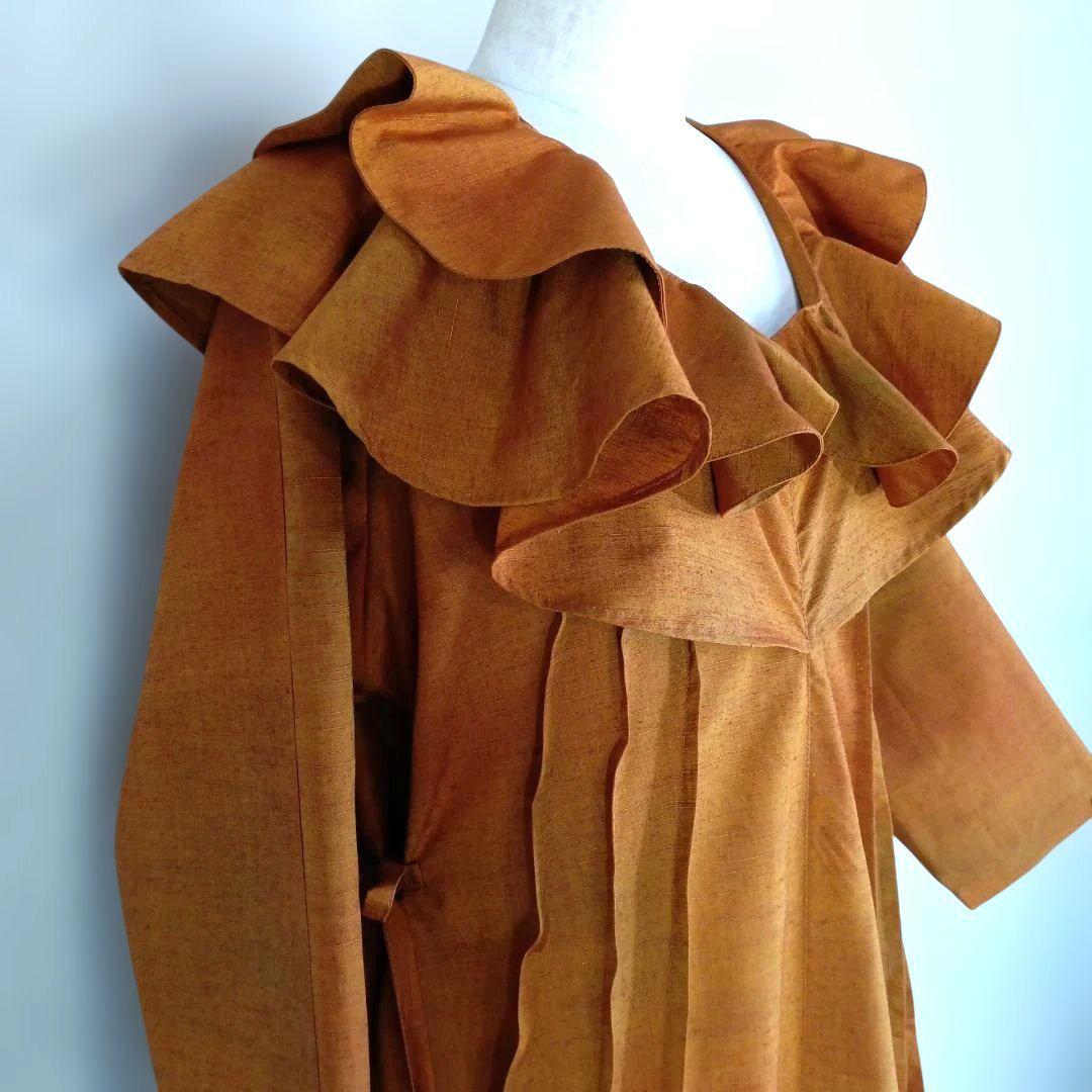 310　手染め大輔　着物リメイク　紬　ワンピース　Ｌ〜フリーサイズ